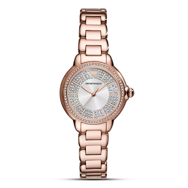 Emporio Armani Rose Gold Tone Silver Dial Ladies Watch | AR11633