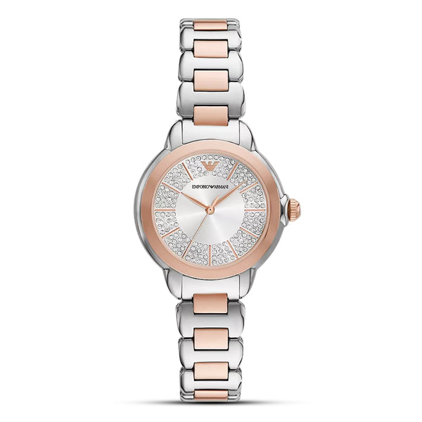 Emporio Armani Two Tone Silver Dial Ladies Watch | AR11643