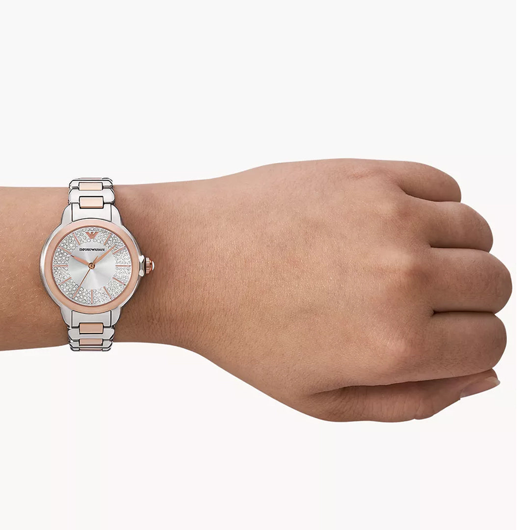 Emporio Armani Two Tone Silver Dial Ladies Watch | AR11643