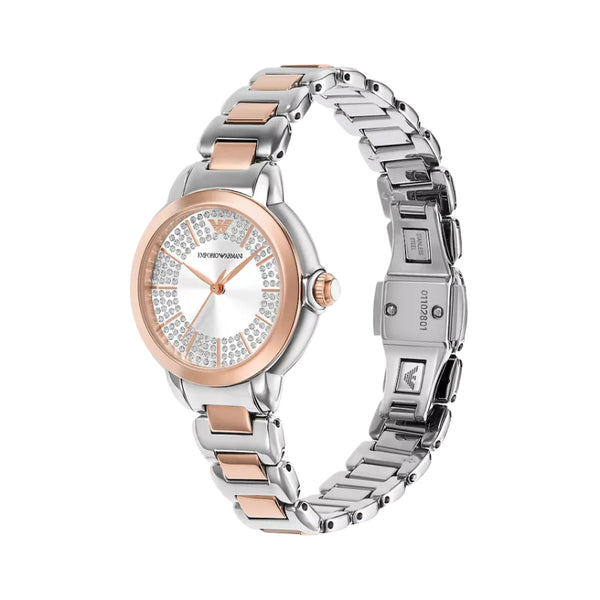 Emporio Armani Two Tone Silver Dial Ladies Watch | AR11643