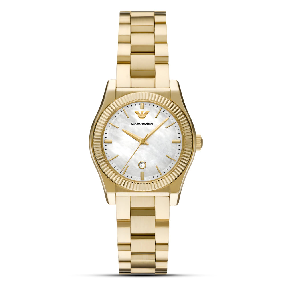 Emporio Armani big face stainless steel MOP watch Emporio Armani - Monaghans Jewellers main image 3