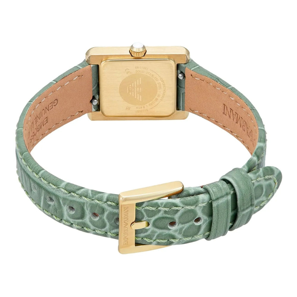 Emporio Armani Green Leather Gold Dial Ladies Watch AR11661
