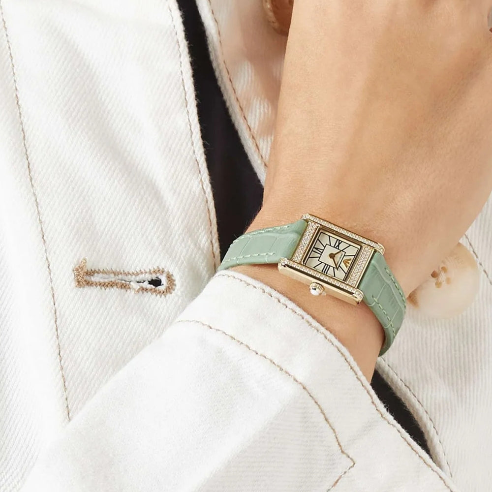 Emporio Armani Green Leather Gold Dial Ladies Watch AR11661