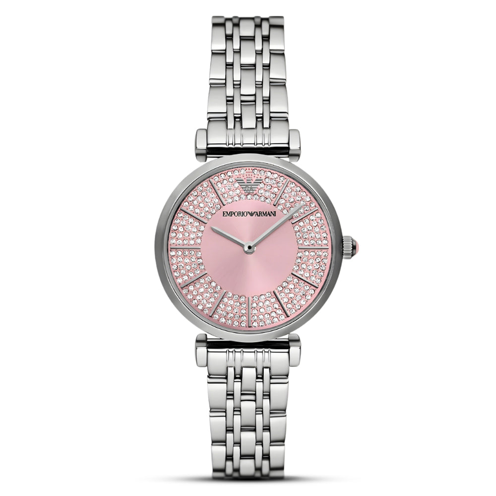 Emporio Armani Gianni T-Bar Pink Dial Ladies Watch AR11686