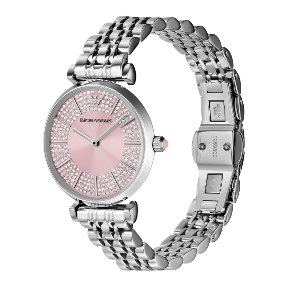 Emporio Armani Gianni T-Bar Pink Dial Ladies Watch AR11686