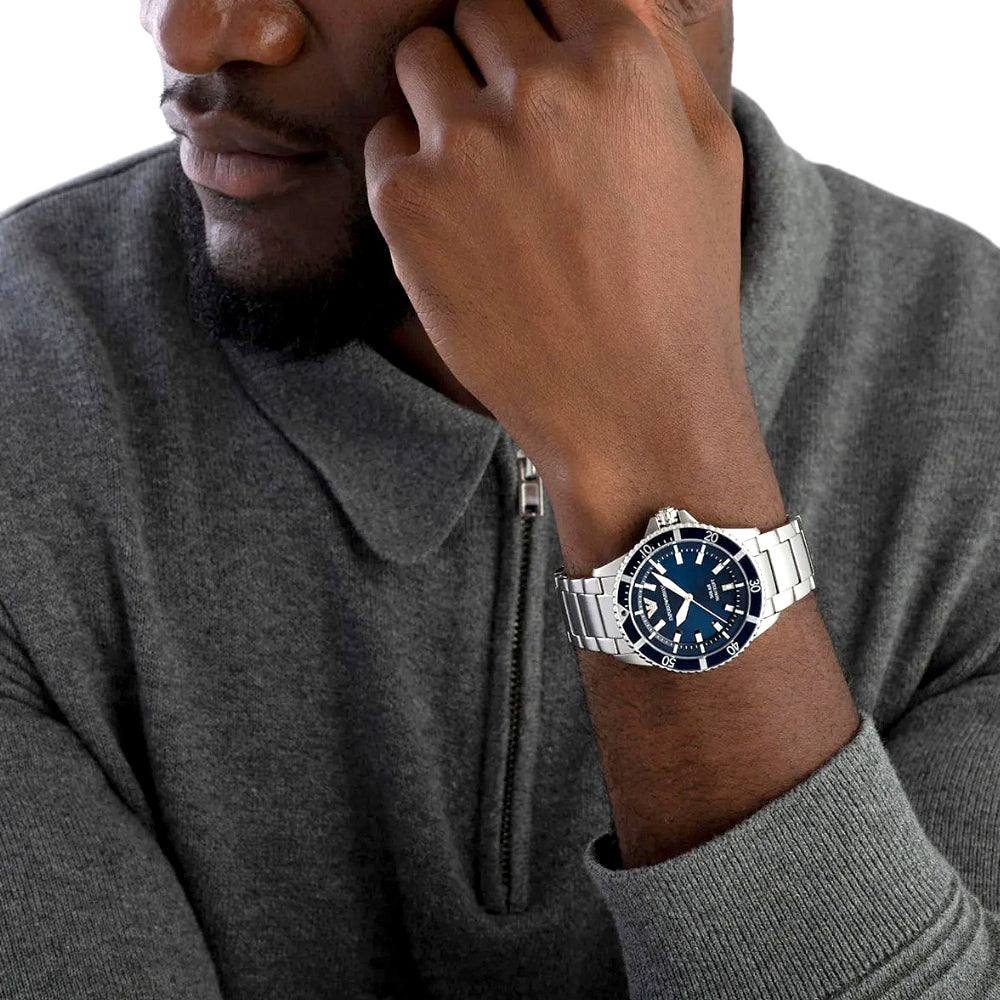 Emporio Armani World Explorer Blue Dial Solar Men's Watch AR11697