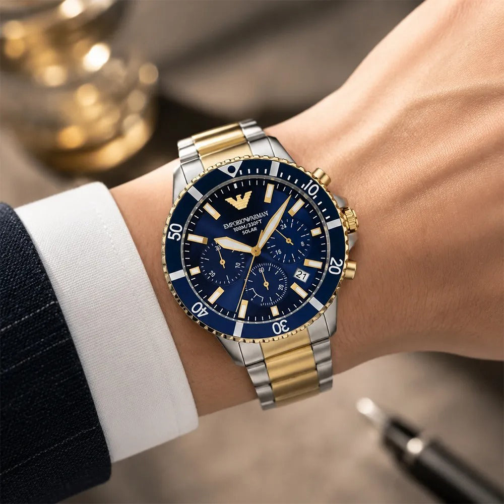 Emporio Armani World Explorer Solar Blue Dial Men's Watch | AR11740