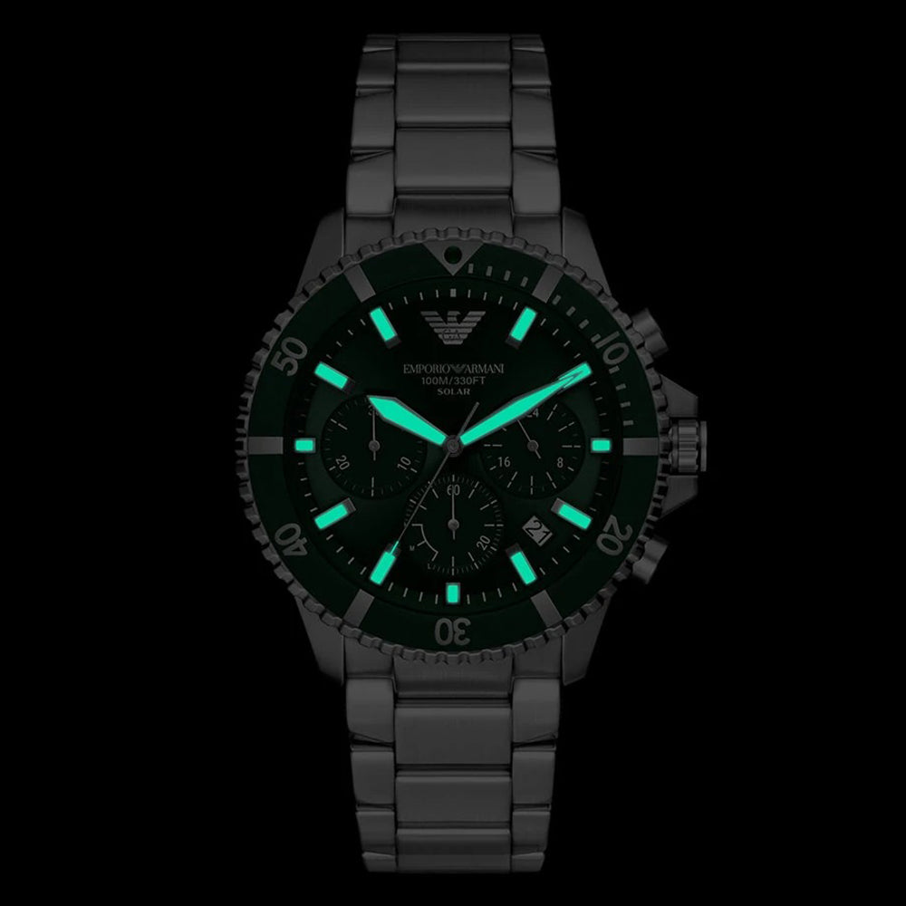 Emporio Armani World Explorer Solar Chronograph Green Dial Men's Watch | AR11741