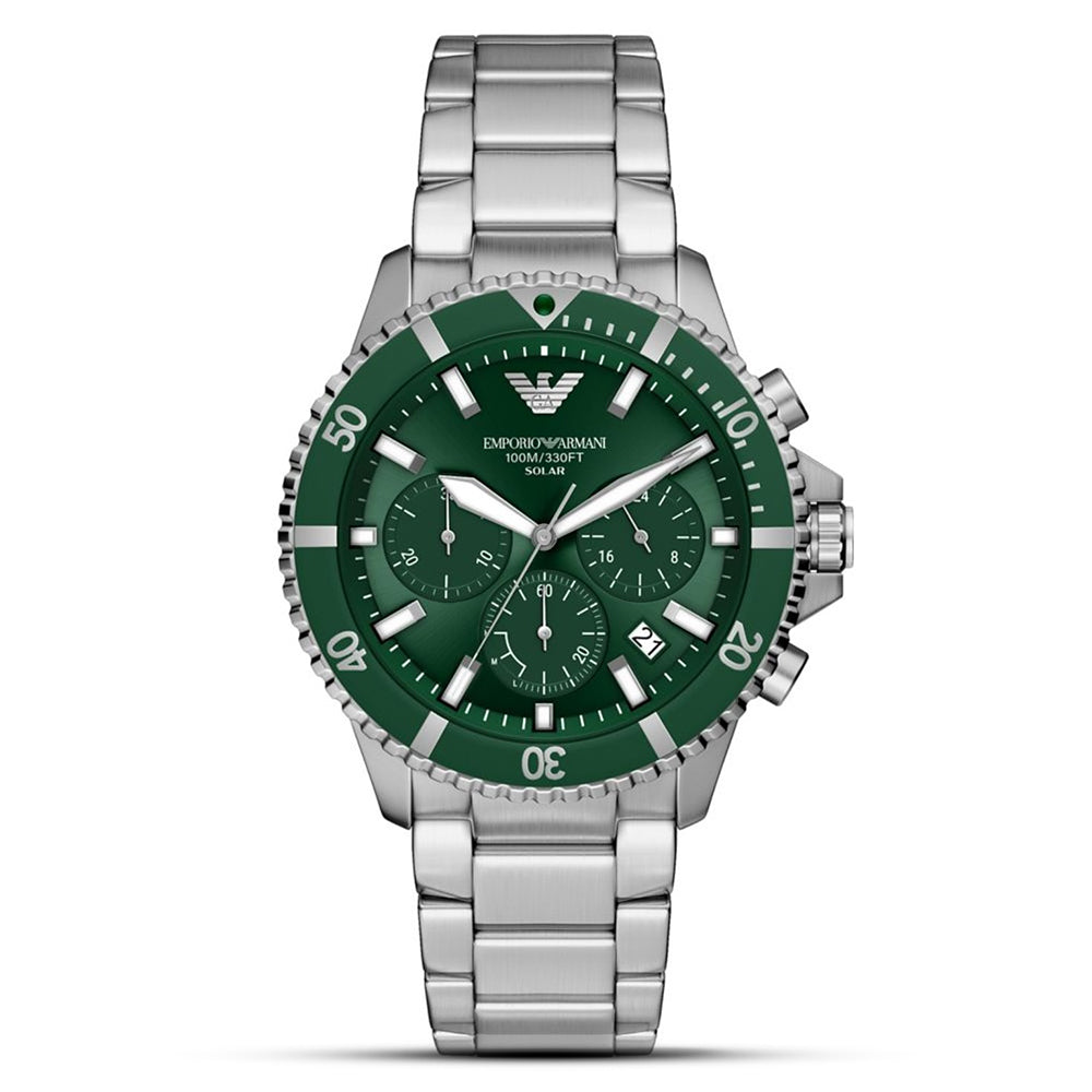 Emporio Armani World Explorer Solar Chronograph Green Dial Men's Watch | AR11741