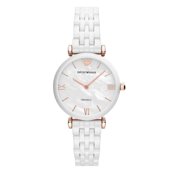 Emporio Armani Ceramica Mother of Pearl Dial Ladies Watch | AR1486