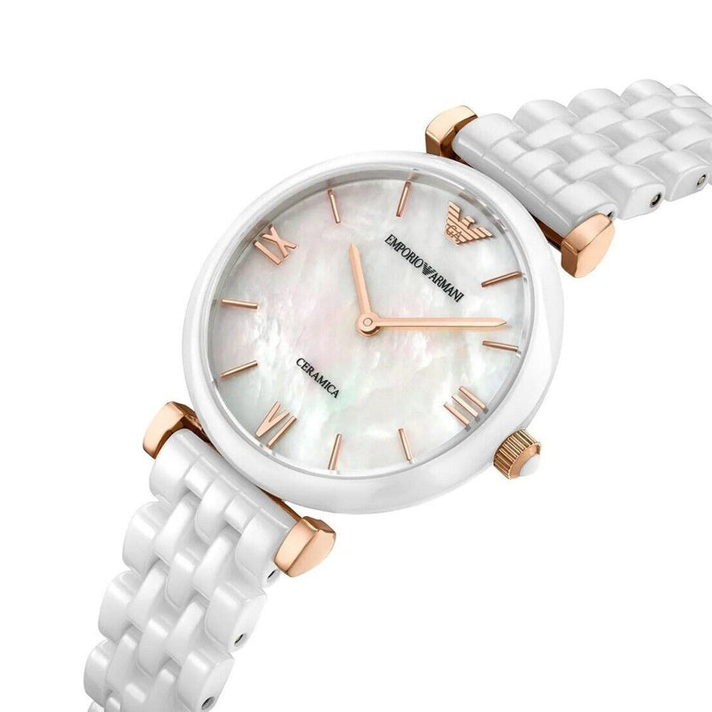 Emporio Armani Ceramica Mother of Pearl Dial Ladies Watch | AR1486