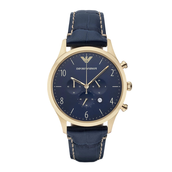 Emporio Armani Chronograph Blue Leather Strap Men's Watch | AR1862