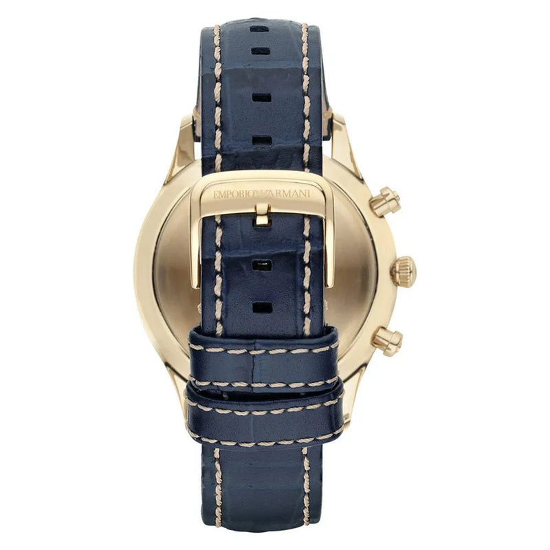 Emporio Armani Chronograph Blue Leather Strap Men's Watch | AR1862