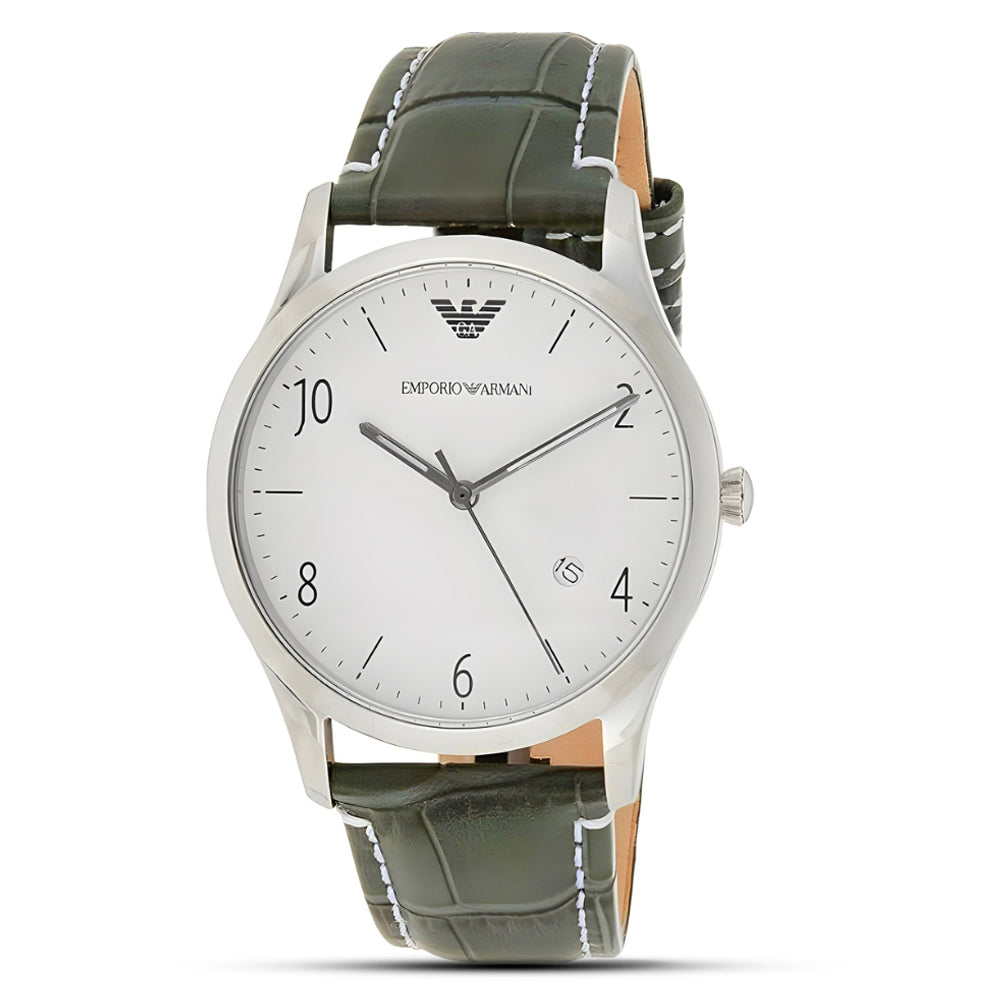 Emporio Armani Date White Dial Leather Belt Men's Watch | AR1880