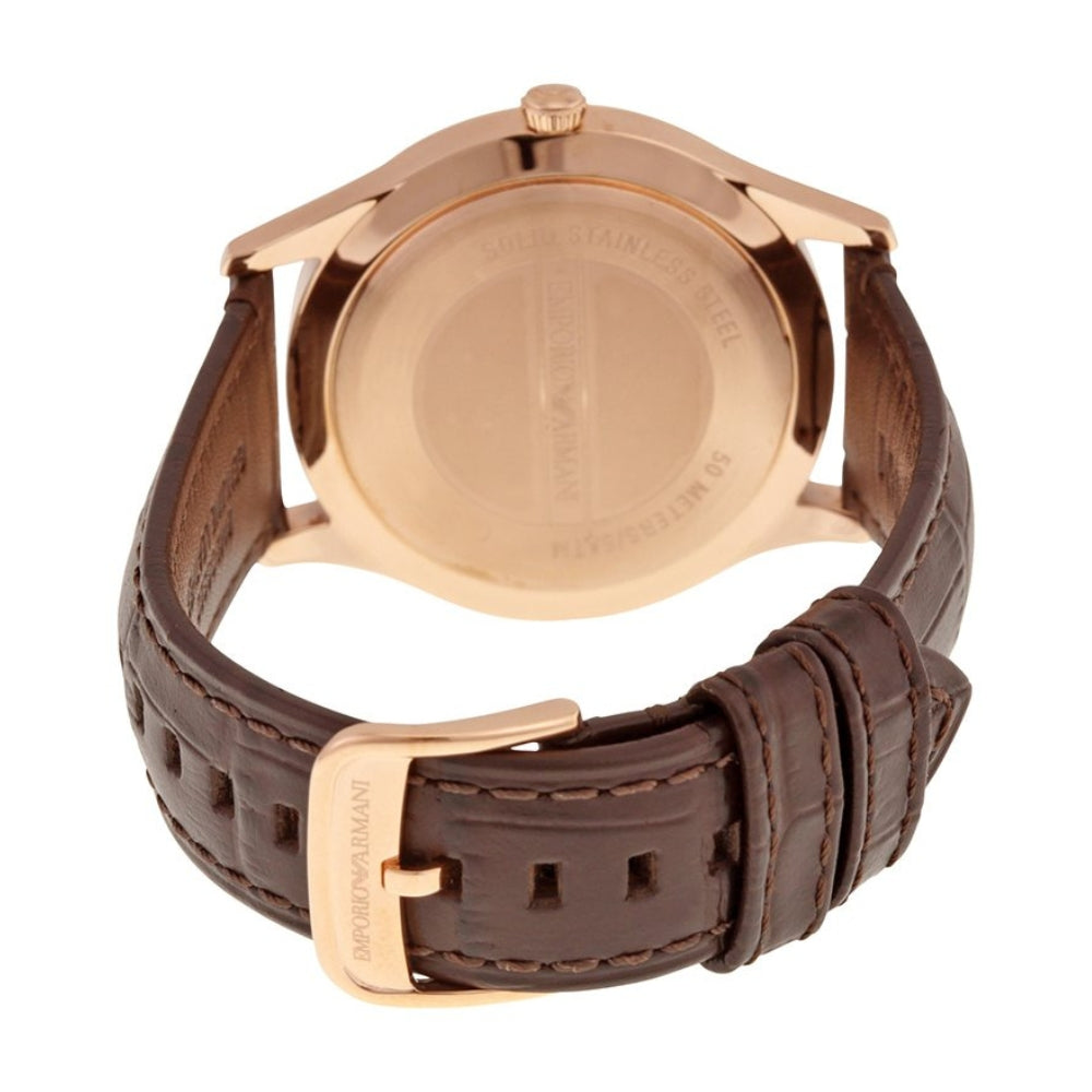 Emporio Armani White Dial Brown Leather Strap Men's Watch | AR1915
