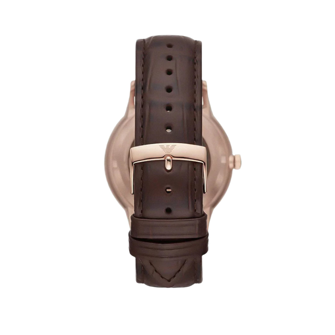 Emporio Armani Automatic Silver Dial Leather Belt Watch | AR60039