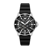 Emporio Armani Meccanico Automatic Black Dial Silicon Strap Watch | AR60062