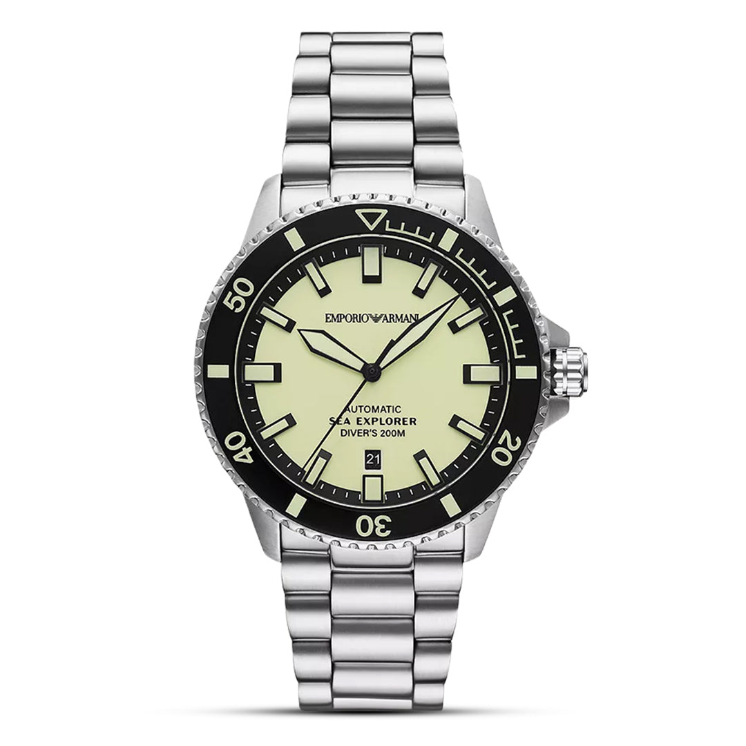 Emporio Armani Sea Explorer Automatic Yellow Dial Men's Watch| AR60083