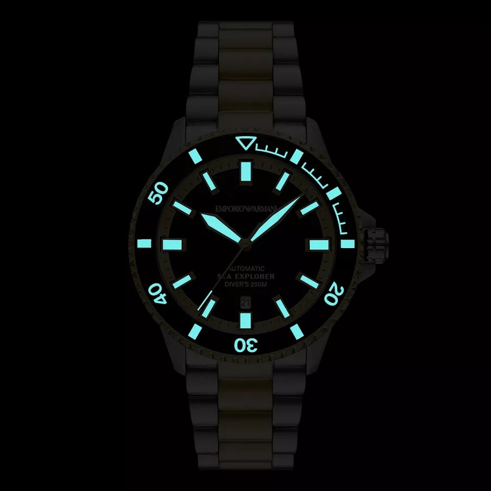 Emporio Armani Automatic Sea Explorer Black Dial Men's Watch | AR60089