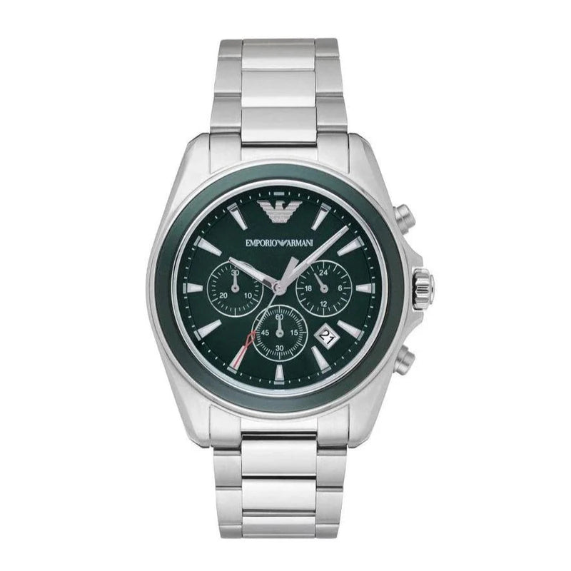 Emporio Armani Tazio Dark Green Dial Stainless Steel Men's Watch | AR6090