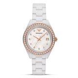 Emporio Armani Leo Ceramic White Ladies Watch | AR70007