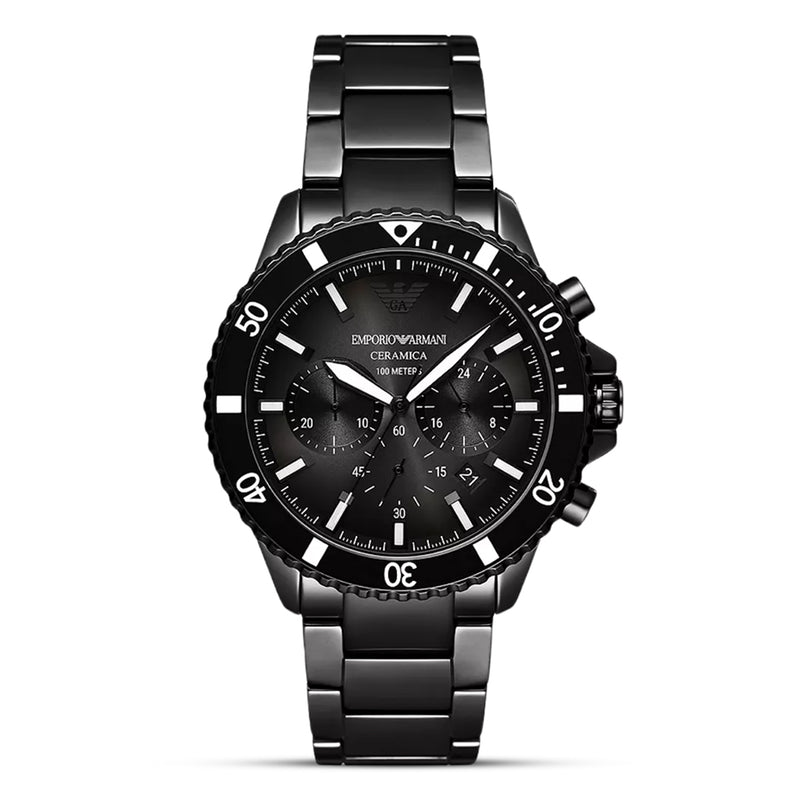 Emporio Armani Chronograph Ceramic Black Dial Men's Watch | AR70010