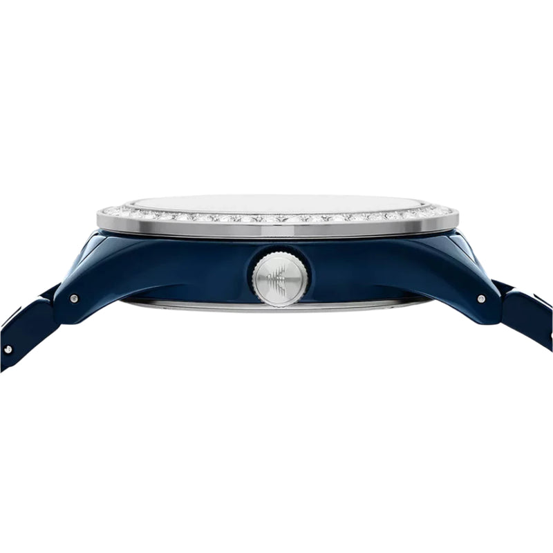 Emporio Armani Leo Ceramic Blue Dial Ladies Watch | AR70012