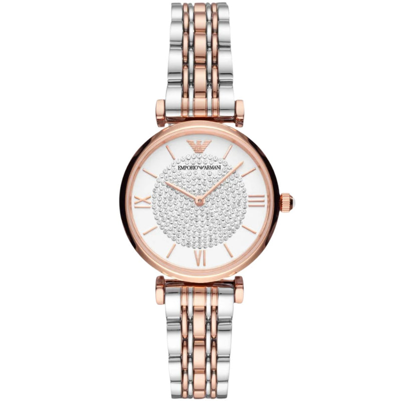 Emporio Armani Two-Tone Silver Dial Ladies Watch | AR80035