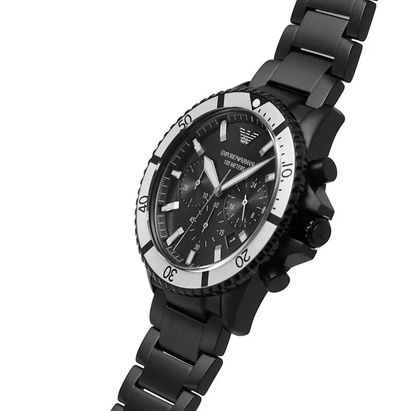 Emporio Armani Diver Chronograph Black Dial Men's Watch | AR80050