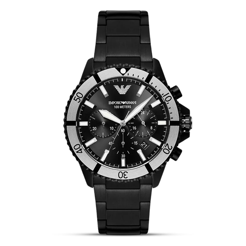 Emporio Armani Diver Chronograph Black Dial Men's Watch | AR80050