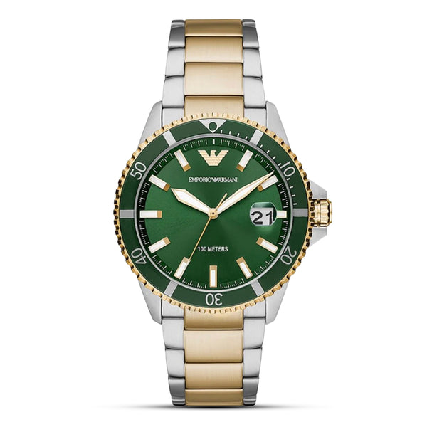 Emporio Armani Diver Chronograph Green Dial Men's Watch | AR80063