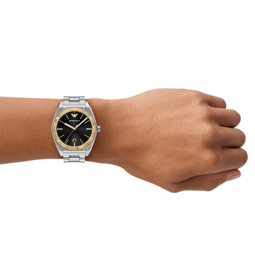 Emporio Armani Three-Hand Date Black Dial Men's Watch | AR80077