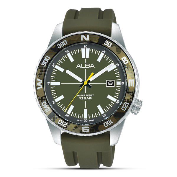 Alba Analog Khaki Green Dial Men's Watch | AS9Q21X