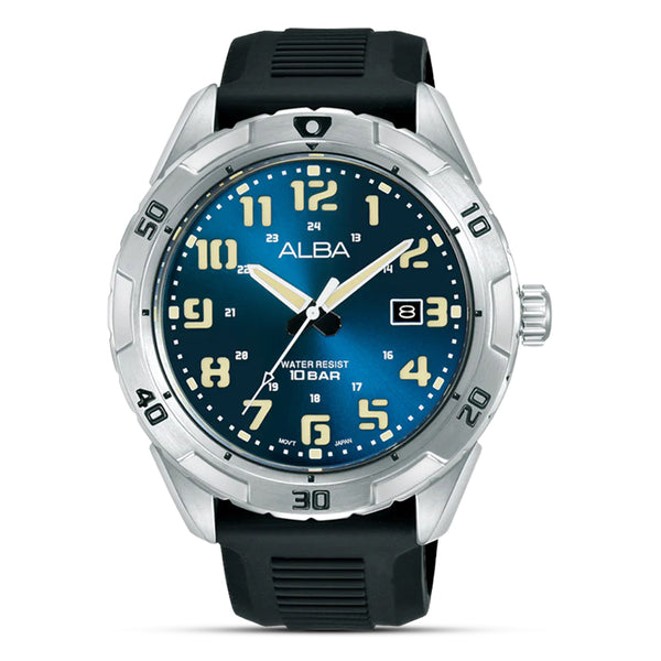 Alba Analog Dark Blue Dial Silicon Band Men's Watch | AS9R85X