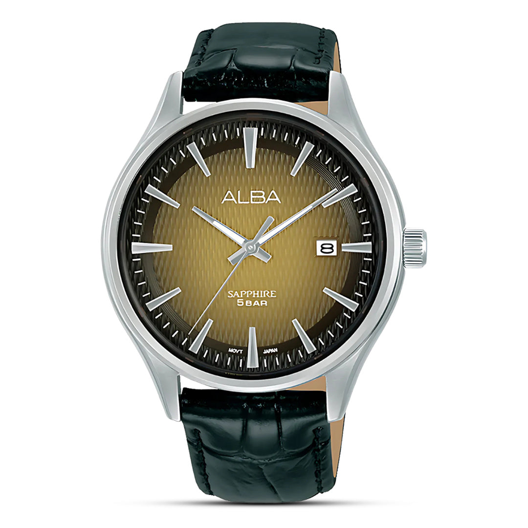 Alba Prestige Beige Dial Leather Band Men's Watch | AS9U47X