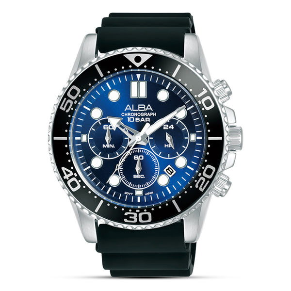 Alba Chronograph Blue Dial Silicone Strap Men's Watch| AT3J47