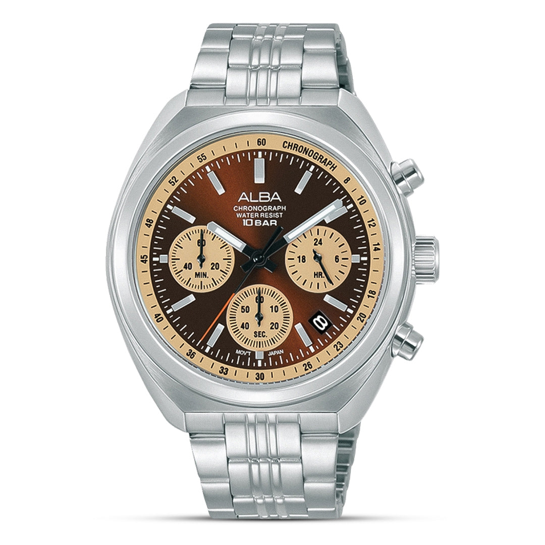 ALBA Chronograph Brown Sunray Dial Men's Watch | AT3K07X