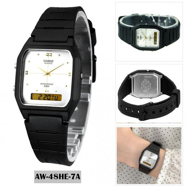 Casio Digital-Analogue White Dial Resin Strap Unisex Watch| AW-48HE-7AVDF