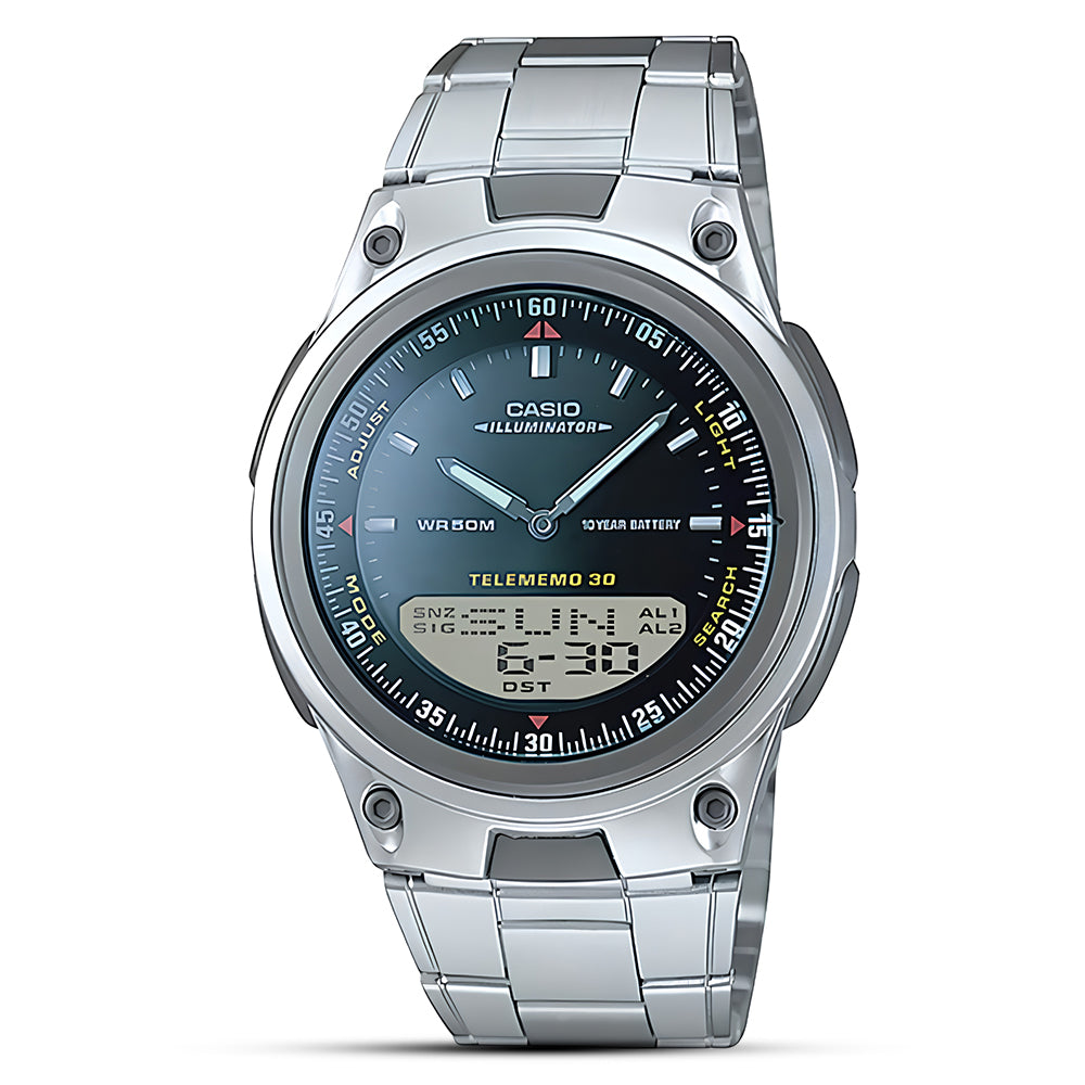 Casio Youth Dual Time Stainless Steel Watch | AW-80D-1AVDF