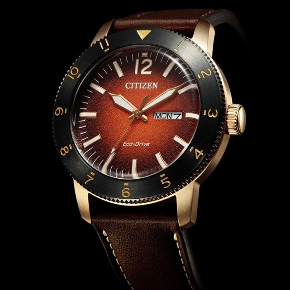 Citizen Eco-Drive Analogue Orange Dial Men's Watch | AW0079-13X