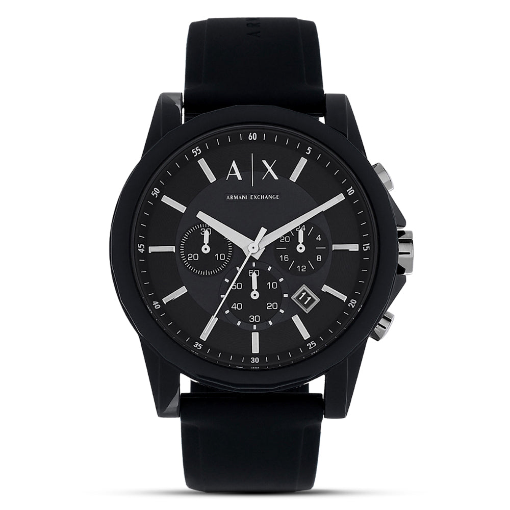 Ax1826 Armani Exchange Black Silicon Strap Men Watch AX1326