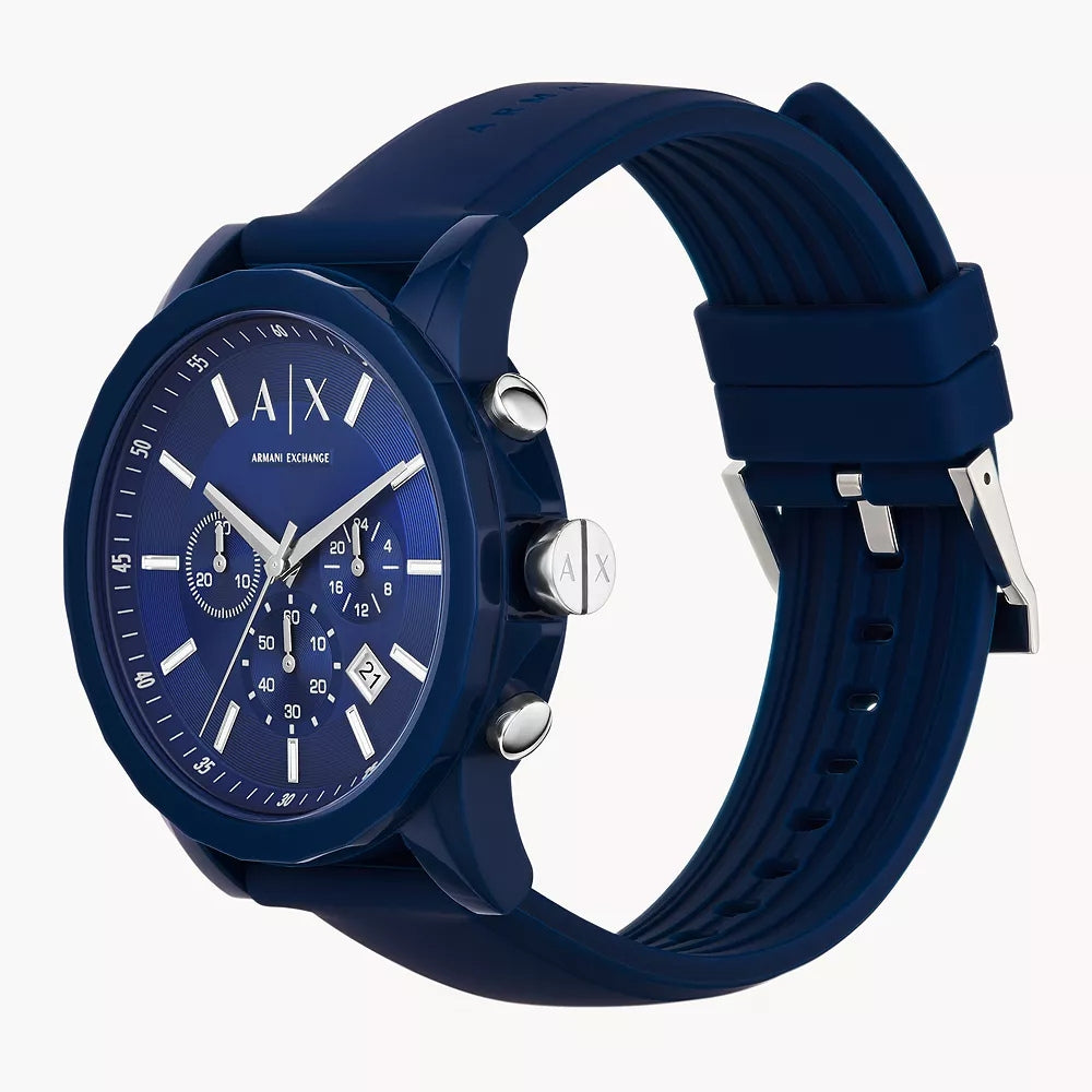 Armani Exchange Blue Dial Silicone Strap Men's Watch AX1327
