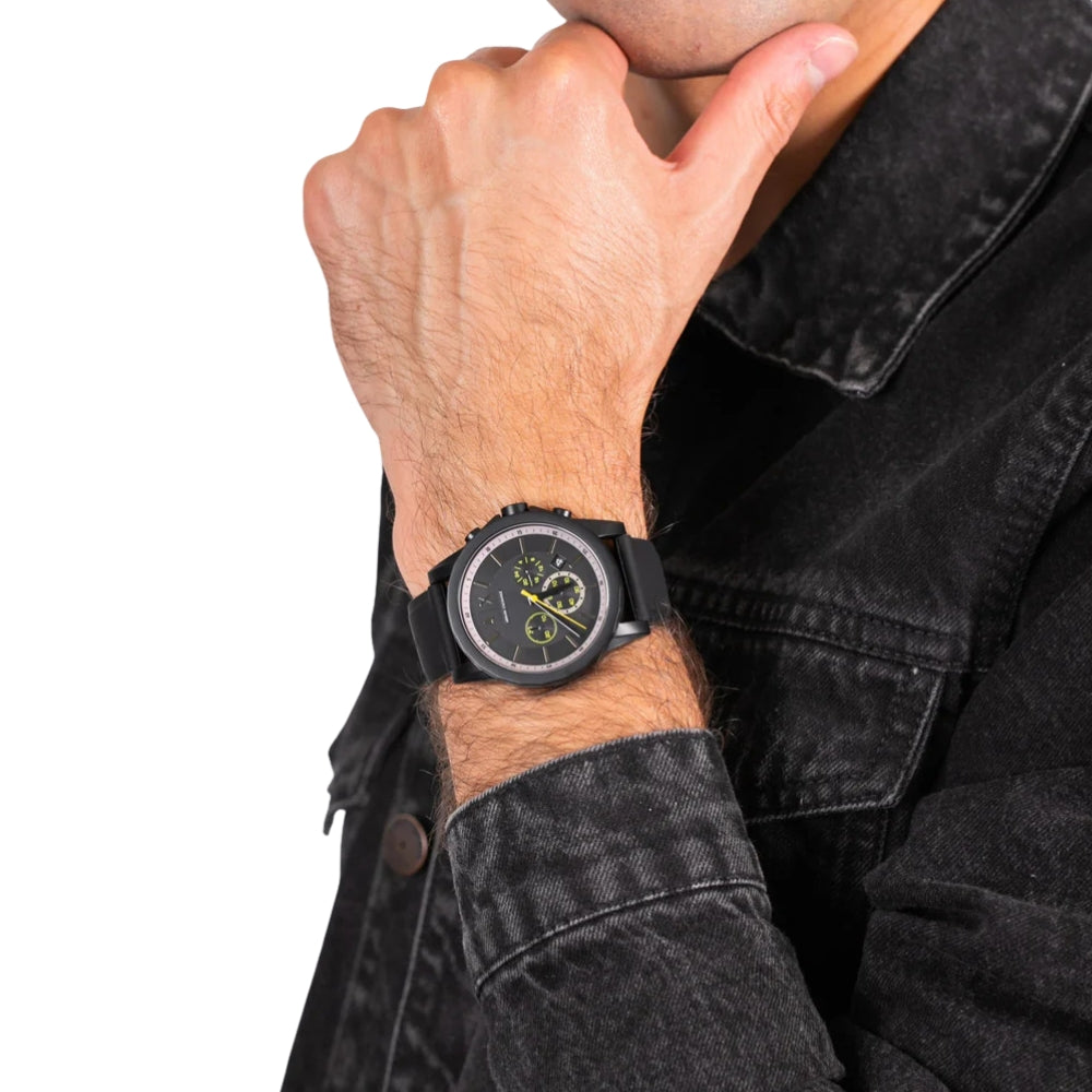 Armani Exchange Black Dial Silicone Strap Men's Watch AX1343