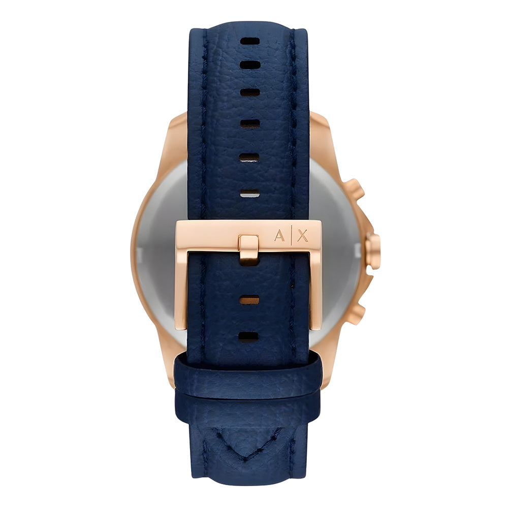 Armani Exchange Blue Chronograph Leather Strap Watch AX1723