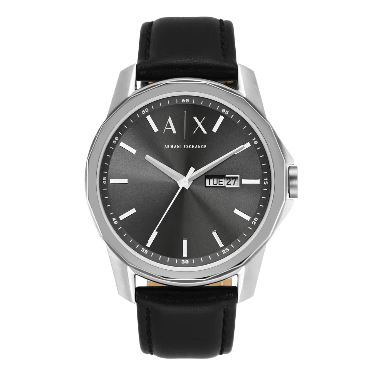 Armani Exchange Grey Dial Leather Strap Men's Watch AX1735