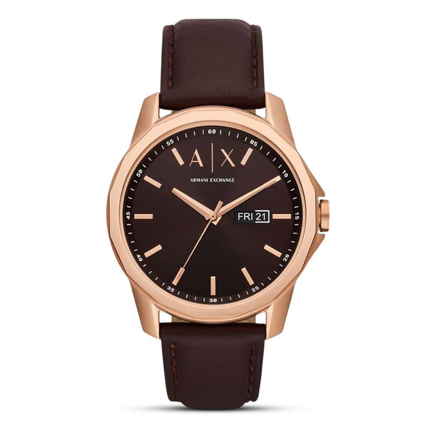 Armani Exchange Brown Dial Leather Strap Men's Watch | AX1740