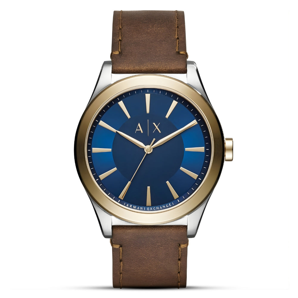Armani Exchange Blue Dial Leather Strap Men's Watch AX2334