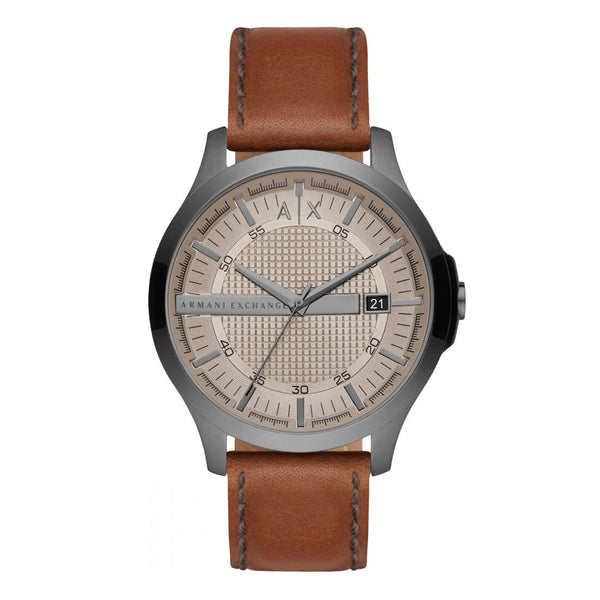 Armani Exchange Hampton Grey Dial Leather Band Men's Watch | AX2414