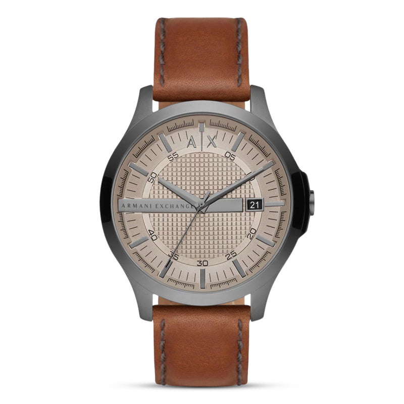 Armani Exchange Hampton Grey Dial Leather Band Men's Watch | AX2414