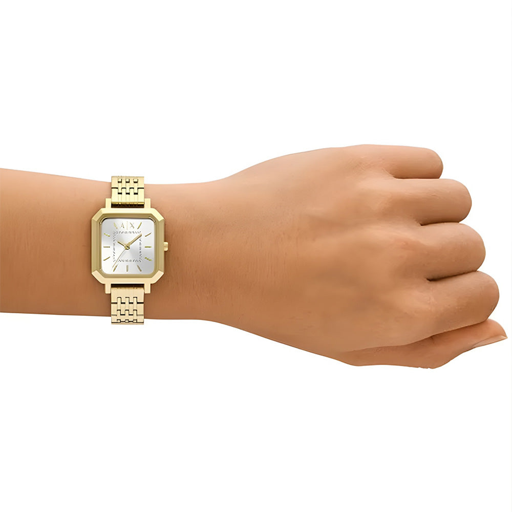 Armani Exchange Leila Gold Tone Silver Dial Ladies Watch AX5725